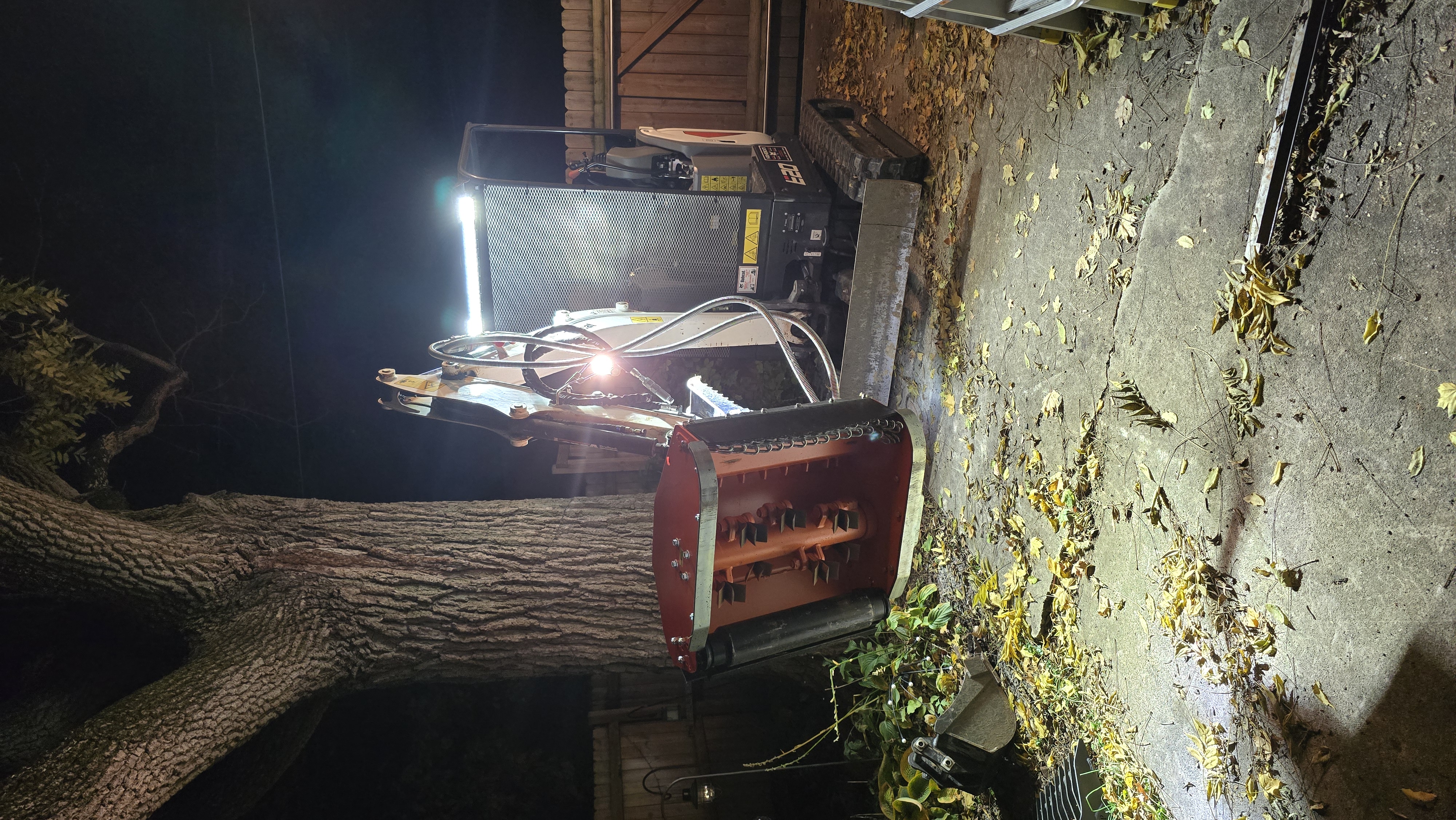 Flail Mower at Night